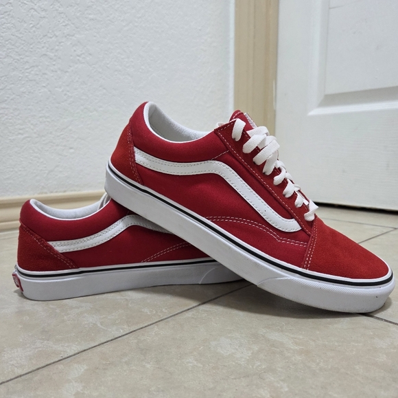 Vans Old Skool Racing Red Low Top Skate Shoe - Picture 1 of 8